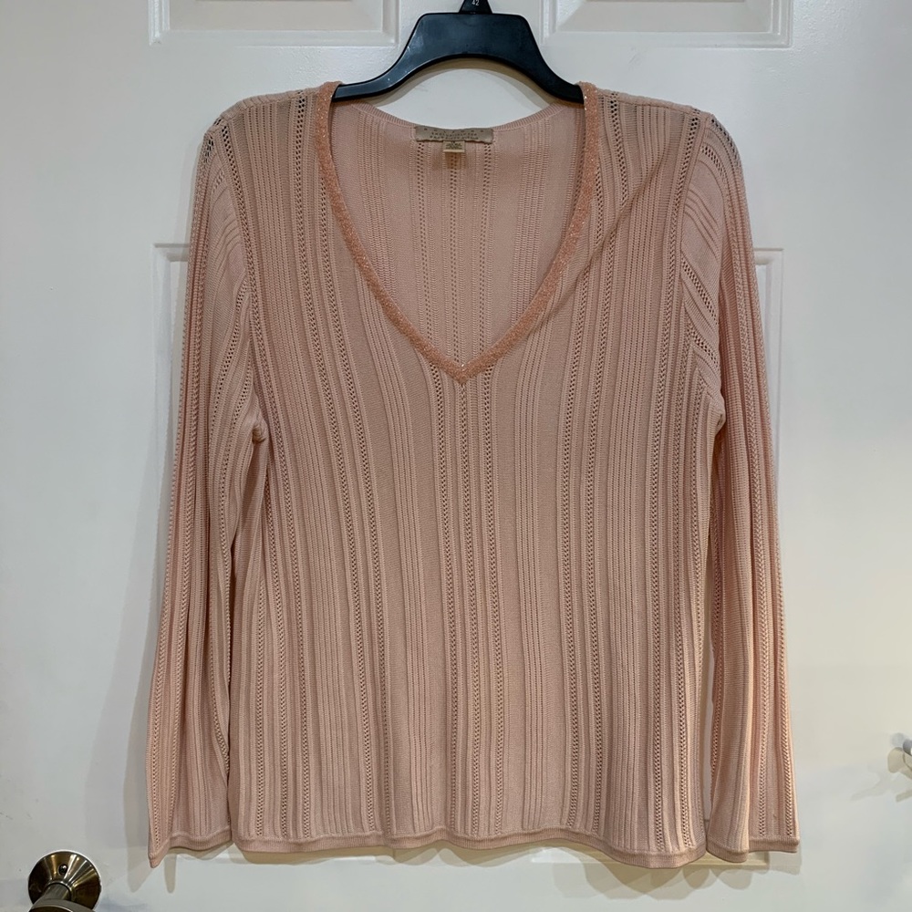 Saks 100% Silk Knit Sweater Blush Pink size 1X